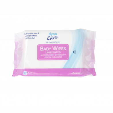 1327 Dynarex® Alcohol-Free Unscented Baby Wipes w/ Aloe & Lanolin in Soft Packs- Peel Top